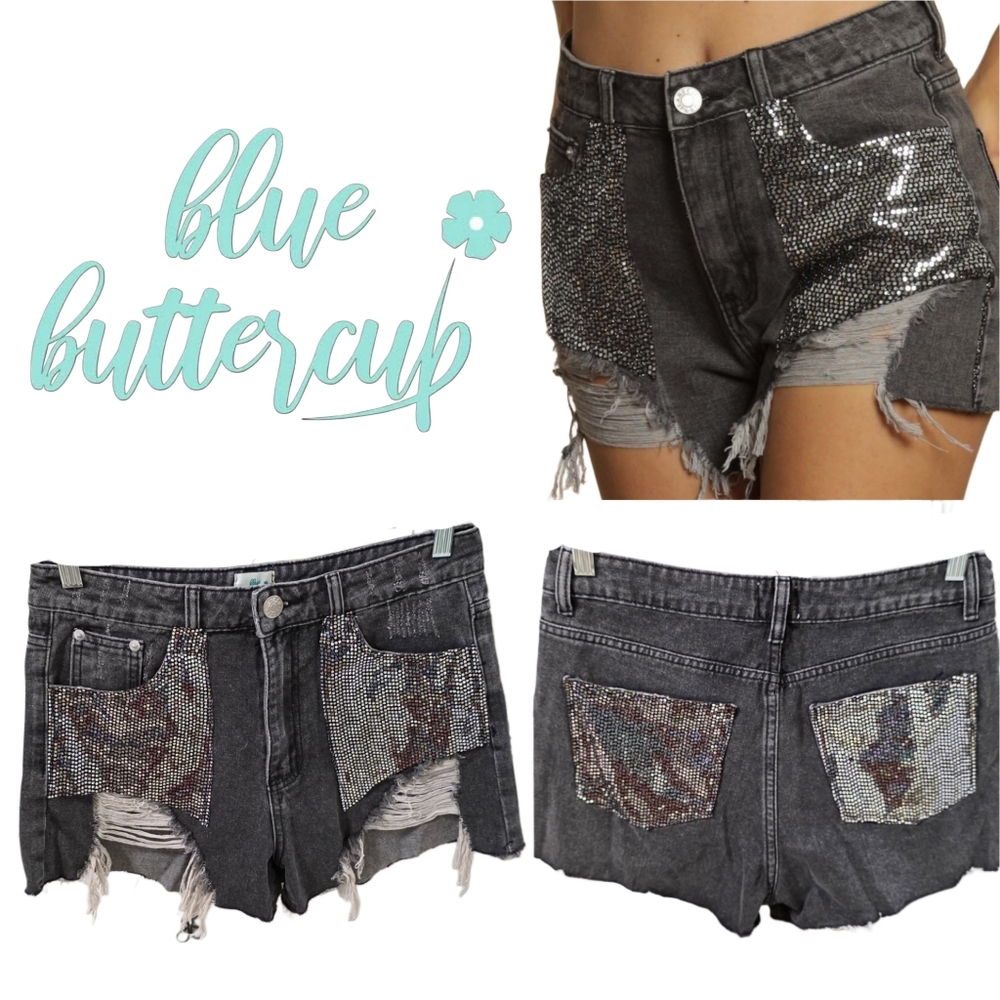🆕️ Sequin Festival High Waist Denim Shorts